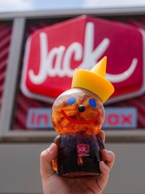 New Viral Jack in the Box King Glass Sipper Cup - Yellow Crown, Red & Blue Face